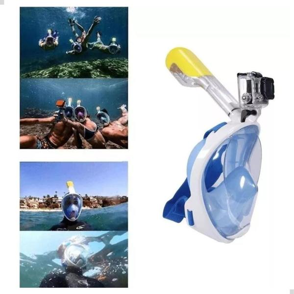 Imagem de Máscara de Mergulho Snorkel com Visão Panorâmica de 180 e Suporte para Câmeras de Ação - Experiência Subaquática Inigualável