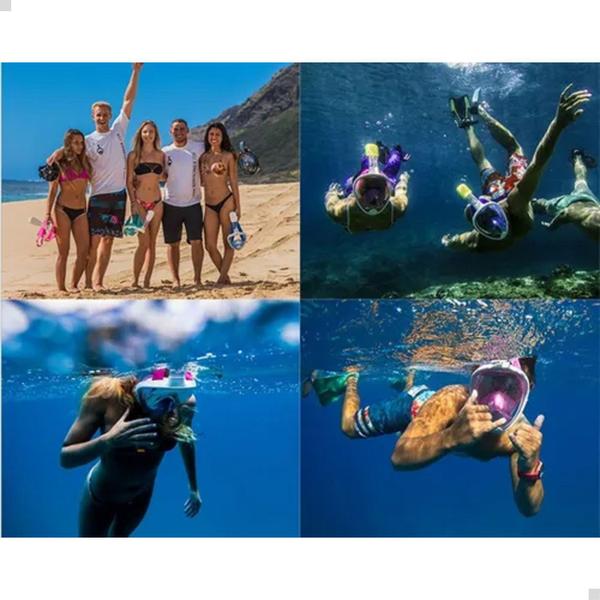 Imagem de Máscara de Mergulho Snorkel com Visão Panorâmica de 180 e Suporte para Câmeras de Ação - Experiência Subaquática Inigualável