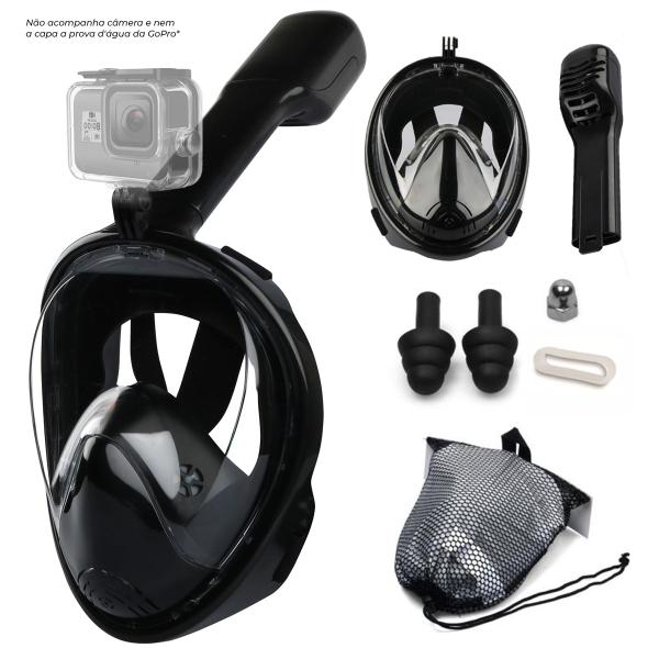 Imagem de Máscara De Mergulho Snorkel Full Face Com Suporte Para Gopro Câmera De Ação Preto G/GG