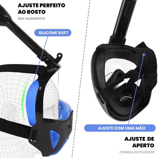 Imagem de Máscara de Mergulho Snorkel Respirador Com Válvula à Prova D'água Óculos Antiembaçante Regulável