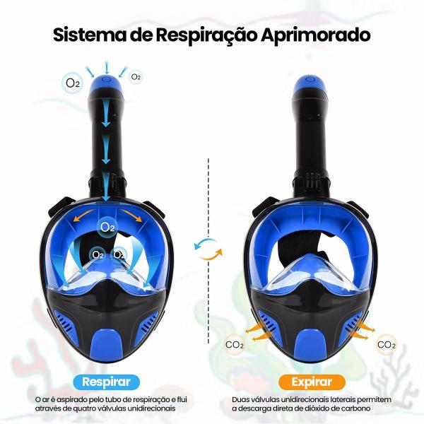 Imagem de Máscara de Mergulho Snorkel Respirador Com Válvula à Prova D'água Óculos Antiembaçante Regulável