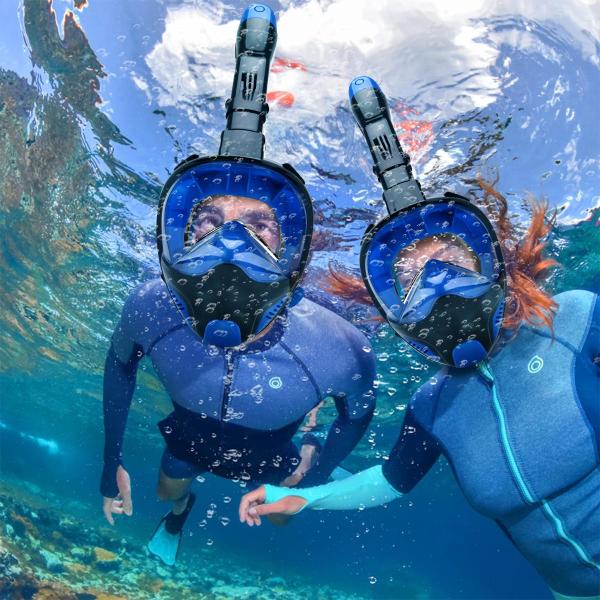 Imagem de Máscara de Mergulho Snorkel Respirador Com Válvula à Prova D'água Óculos Antiembaçante Regulável