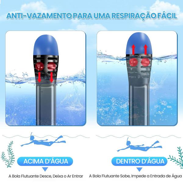 Imagem de Máscara de Mergulho Snorkel Respirador Com Válvula à Prova D'água Óculos Antiembaçante Regulável