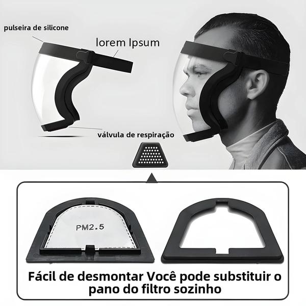 Imagem de Máscara de Proteção Facial Transparente Antiembaçante - Proteção Completa contra Poeira