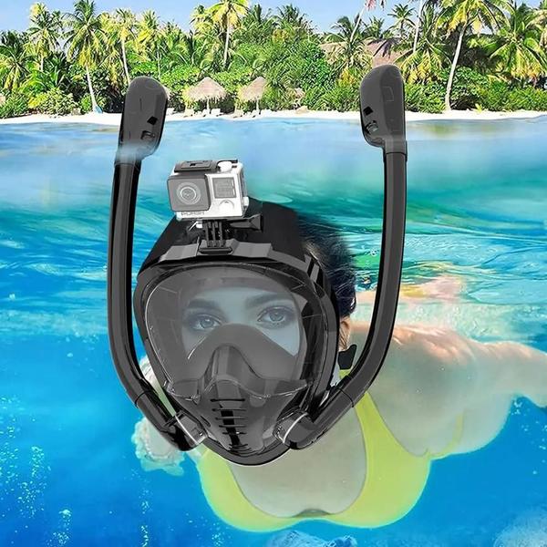 Imagem de Máscara de Snorkel Facial Completa 180° - Óculos de Silicone para Mergulho