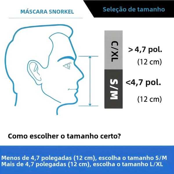 Imagem de Máscara De Snorkel Facial Completa Para Jovens Adultos Com Visão Ampla Antiembaçante E