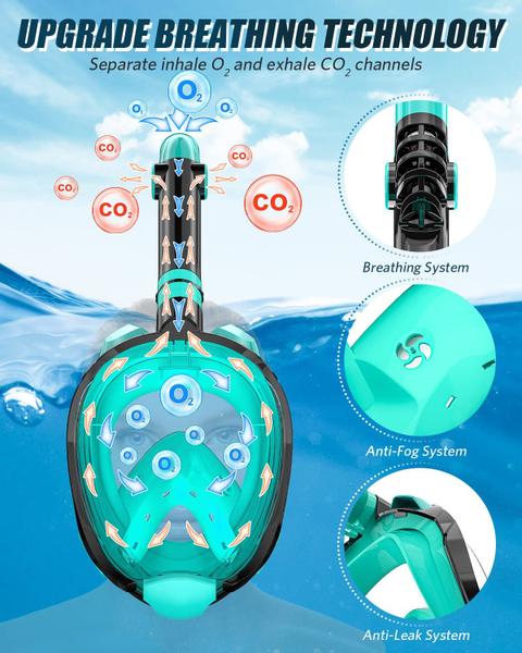 Imagem de Máscara de snorkel QingSong Full Face para adultos com suporte de câmera