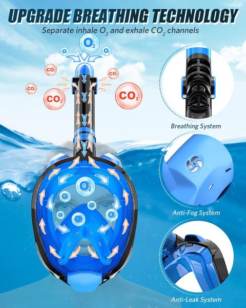 Imagem de Máscara de snorkel QingSong Full Face para adultos com suporte de câmera