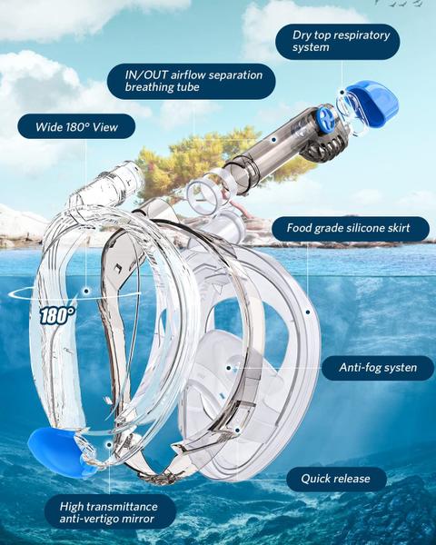 Imagem de Máscara de snorkel QingSong Full Face para adultos com suporte de câmera