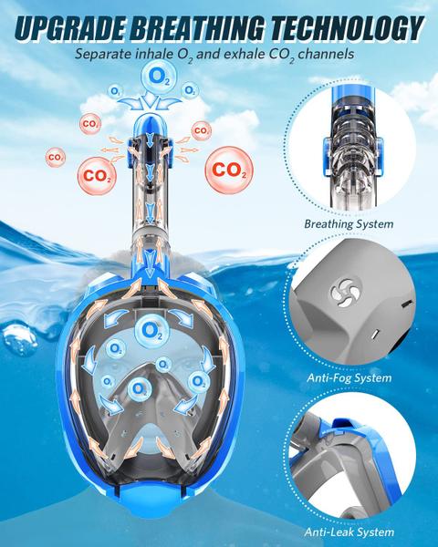 Imagem de Máscara de snorkel QingSong Full Face para adultos com suporte de câmera