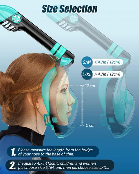 Imagem de Máscara de snorkel QingSong Full Face para adultos com suporte de câmera