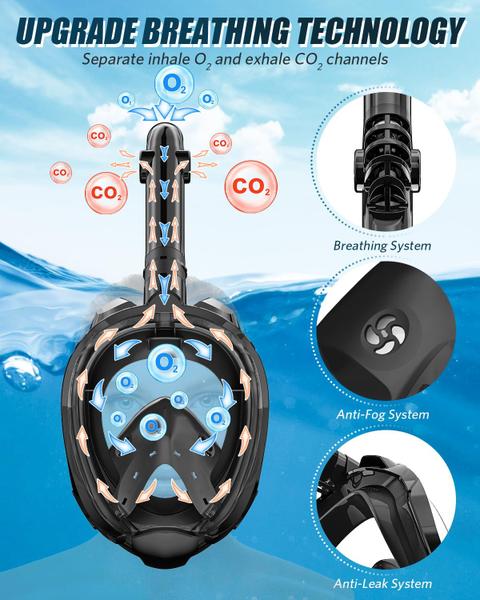 Imagem de Máscara de snorkel QingSong Full Face para adultos com suporte de câmera