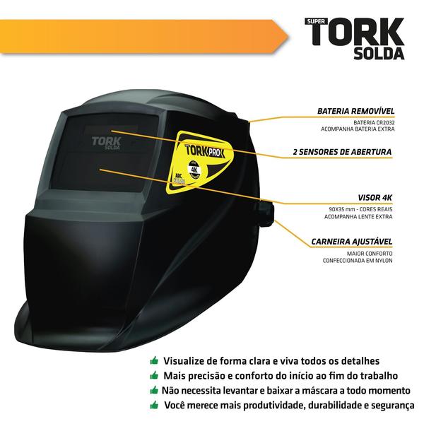 Imagem de Mascara De Solda Automática Escurecimento 4K Arc Solar Tork