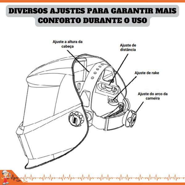 Imagem de Mascara de Solda para Soldador Profissional escurecimento Automático Alta Proteção + 2 esquadros