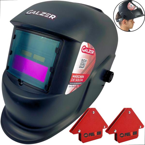 Imagem de Mascara de Solda para Soldador Profissional escurecimento Automático Alta Proteção + 2 esquadros