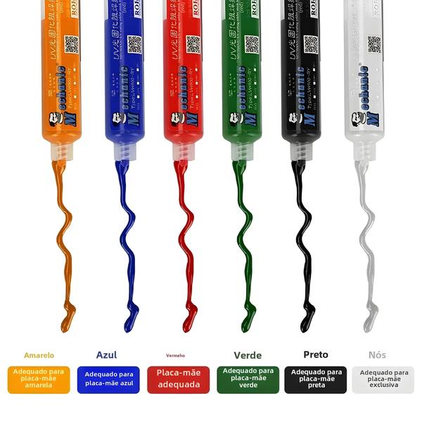 Imagem de Máscara de Solda PCB BGA com Cura UV - Tintas Preta, Azul, Verde, Vermelha, Amarela e Branca