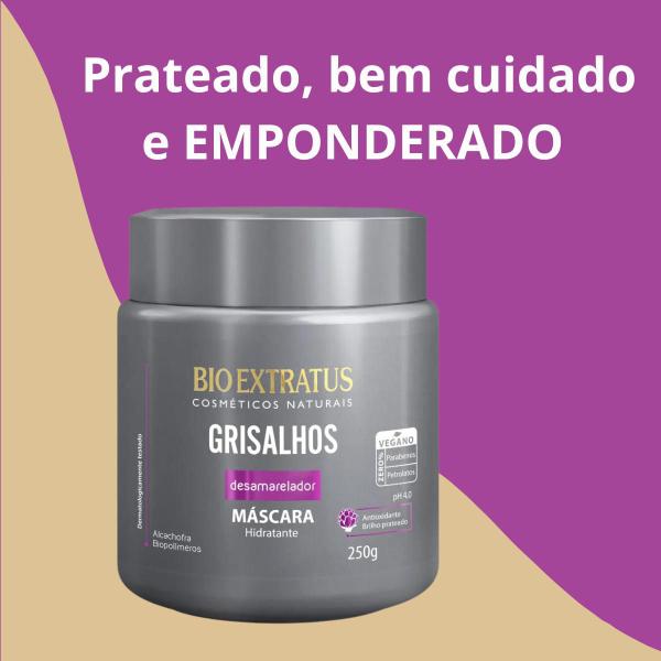 Imagem de Máscara Desamareladora Cabelos Grisalhos 250ml  Bio Extratus