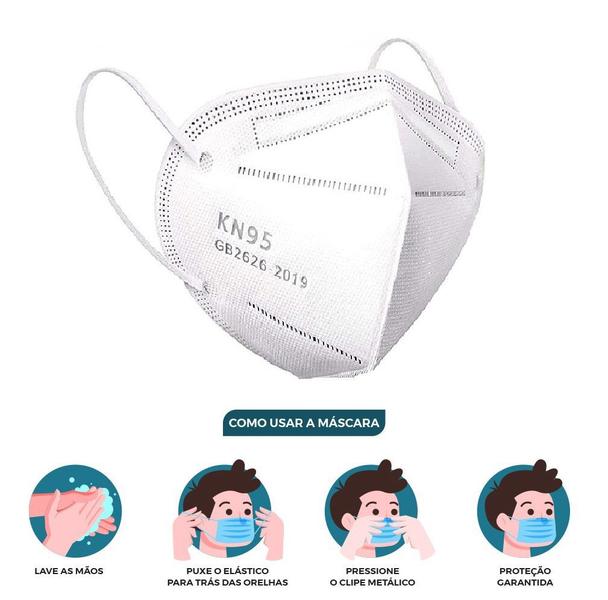 Máscara Descartável Branca KN95 PFF2 WWDoll 5 Camadas Anvisa Imagem de Máscara Descartável Branca KN95 PFF2 WWDoll 5 Camadas Anvisa