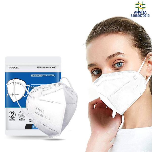 Máscara Descartável Branca KN95 PFF2 WWDoll 5 Camadas Anvisa Imagem de Máscara Descartável Branca KN95 PFF2 WWDoll 5 Camadas Anvisa