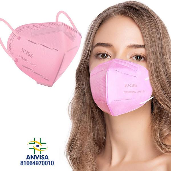 Imagem de Máscara Descartável Rosa KN95 PFF2 WWDoll 5 Camadas Anvisa