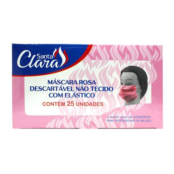 Imagem de Máscara Descartável Santa Clara Com Elástico Rosa 25 Unidades