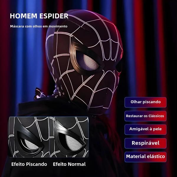 Imagem de Máscara do Homem-Aranha com Controle Remoto e Olhos Móveis - Fantasia Infantil para Halloween