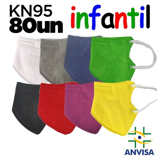 Imagem de Máscara infantil kn95 coloridas - 80 unidades