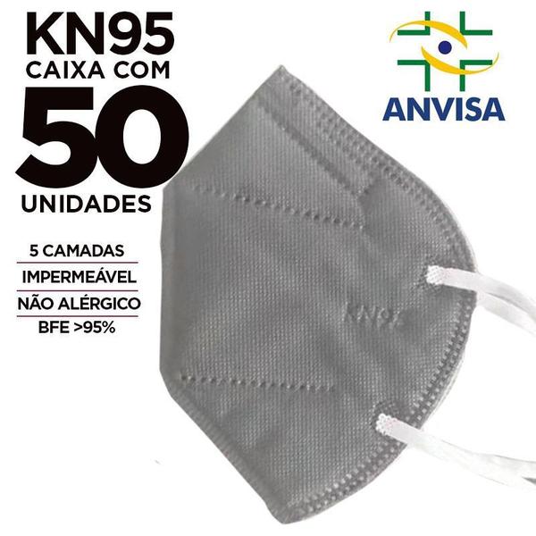 Imagem de Máscara KN95 adulto cinza colorida - caixa 50 unidades