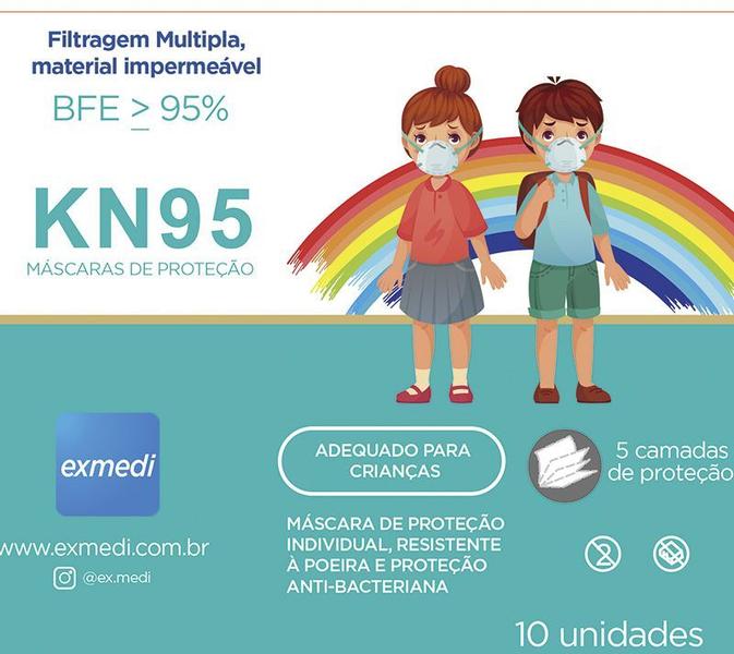 Imagem de Máscara kn95 infantil cinza - caixa 10 unidades