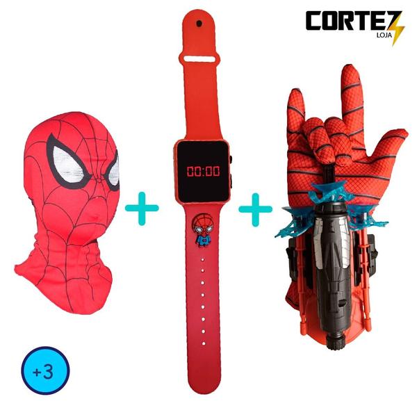 Máscara, luva lança-dardos e relógio infantil Homem-Aranha - SMACTUDO Imagem de Máscara, luva lança-dardos e relógio infantil Homem-Aranha