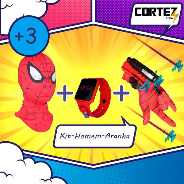 Máscara, luva lança-dardos e relógio infantil Homem-Aranha - SMACTUDO Imagem de Máscara, luva lança-dardos e relógio infantil Homem-Aranha