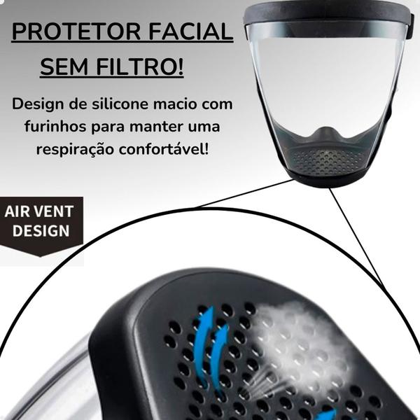 Imagem de Máscara Protetor Facial Face Shield Lorben Antiembaçante Transparente Proteção Total Respingos Ventos GT6364