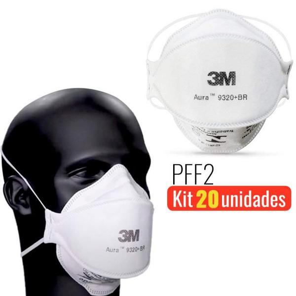 Imagem de Máscara Respirador PFF-2 Aura 9320+BR 3 Camadas Kit com 20 Unidades 3M