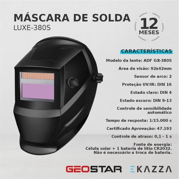 Máscara Solda Escurecimento Autom LUXE-380S - GEOSTAR Imagem de Máscara Solda Escurecimento Autom LUXE-380S - GEOSTAR