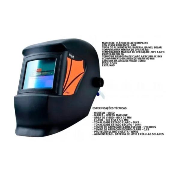 Imagem de Mascara Solda Escurecimento Automático Fixa DIN3 A 11-Intech