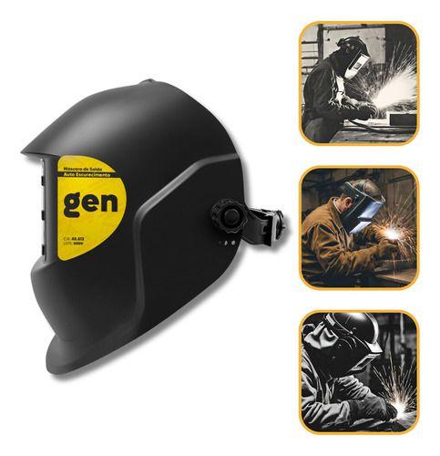Máscara Solda Escurecimento Automático Profissional Soldador Cor Preto Liso GEN Imagem de Máscara Solda Escurecimento Automático Profissional Soldador Cor Preto Liso GEN