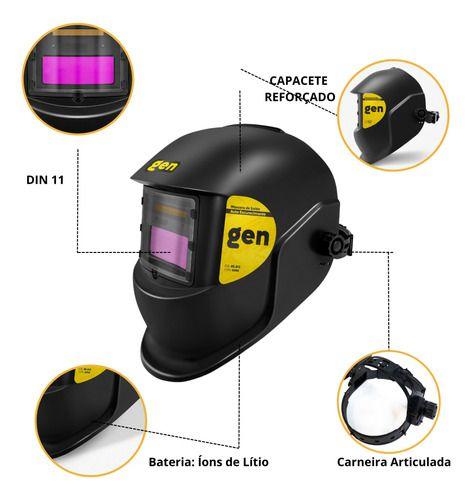 Máscara Solda Escurecimento Automático Profissional Soldador Cor Preto Liso GEN Imagem de Máscara Solda Escurecimento Automático Profissional Soldador Cor Preto Liso GEN