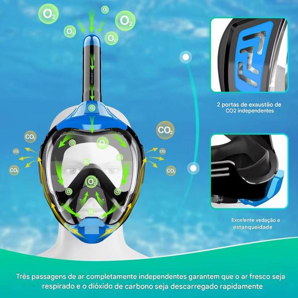 Imagem de Mascara Subaquática de de Mergulho Gold Sports Gold Full Face Com Snorkel