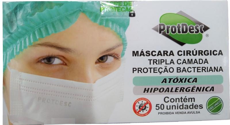 Imagem de Mascara tripla camada protdesc elastico- laranja ( cx 50 pç )