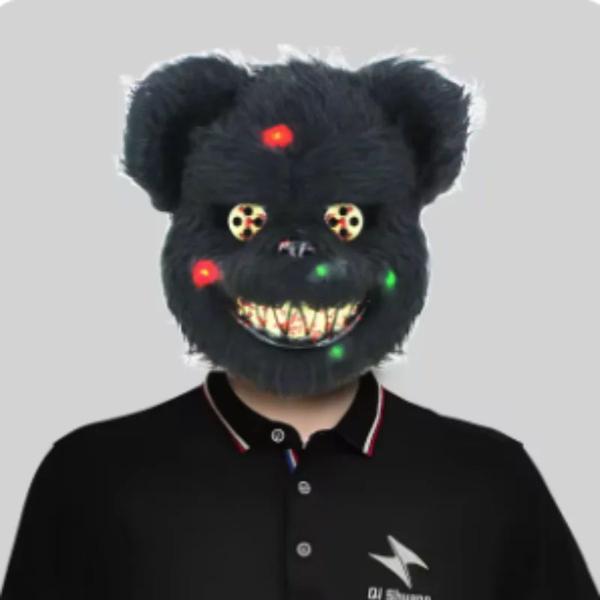 Imagem de Máscara Urso do Mau Preto Pelúcia Cosplay e Halloween com LED