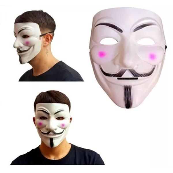 Imagem de Máscara V de Vingança Hacker Anonymous Vendetta  Festa Fantasia Halloween e Carnaval Plástico