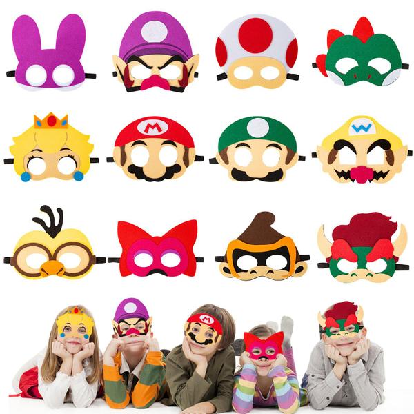 Imagem de Máscaras de feltro NUMJAW Super Bros Kids Party Favors 12 unidades