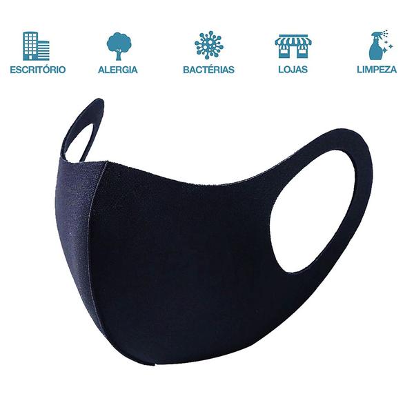 Imagem de Máscaras Não Descartáveis Neoprene Azul Marinho Unissex 3un