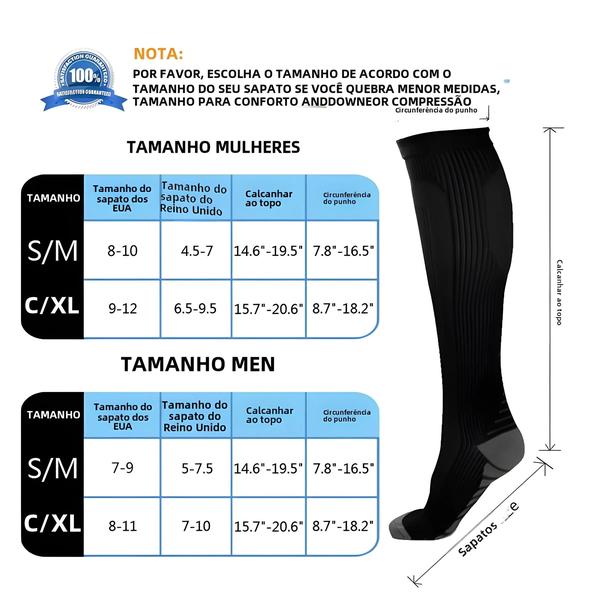 Imagem de Masculino Feminino Meias De Compressão Para Edema Diabetes Varizes Esporte Ao Ar Livre Correndo