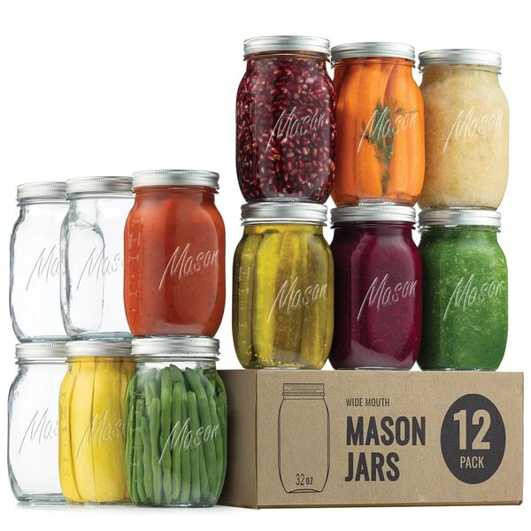 Imagem de Mason Jars Paksh Novelty Food Storage, 32 onças, pacote com 12