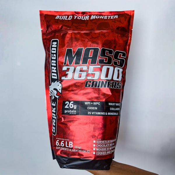 Imagem de Mass 36500 Gainers 3kg Snake Dragon 36g de Proteínas Rico em Carboidratos Suplemento Nutricional Completo