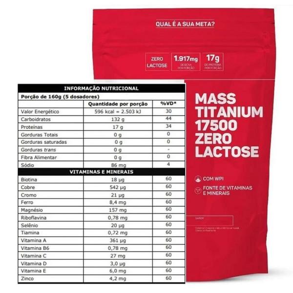 Imagem de Mass Titanium 17500 Zero Lactose (2,4kg) - Sabor: Chocolate