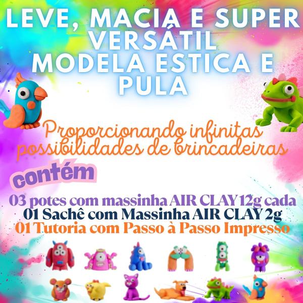 Massa 4em1 Clay Air Modela Pula e Molda Personagens Pet e Monstro