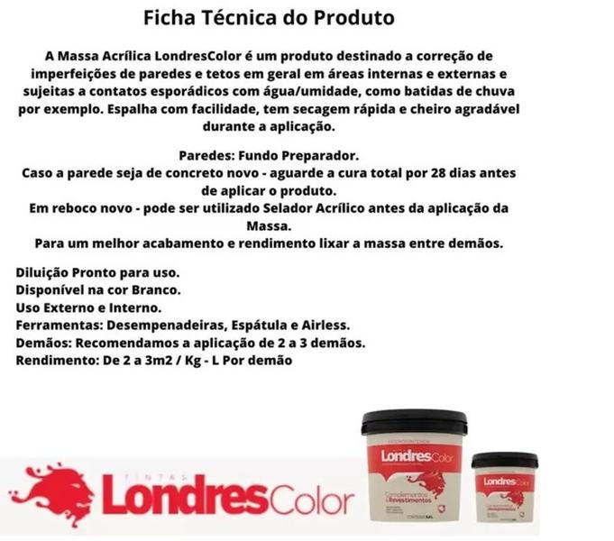 Imagem de Massa Acrilica 900ml Premium Londres Color 2kg