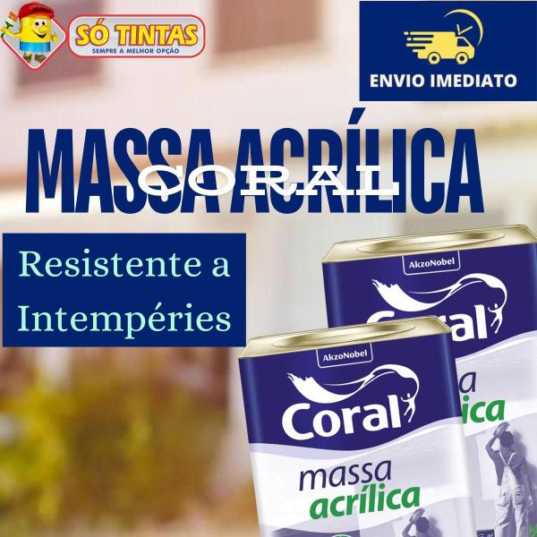 Imagem de Massa Acrílica Coral 25Kg Interior e Exterior Secagem Rápida Pronto para Uso Branco